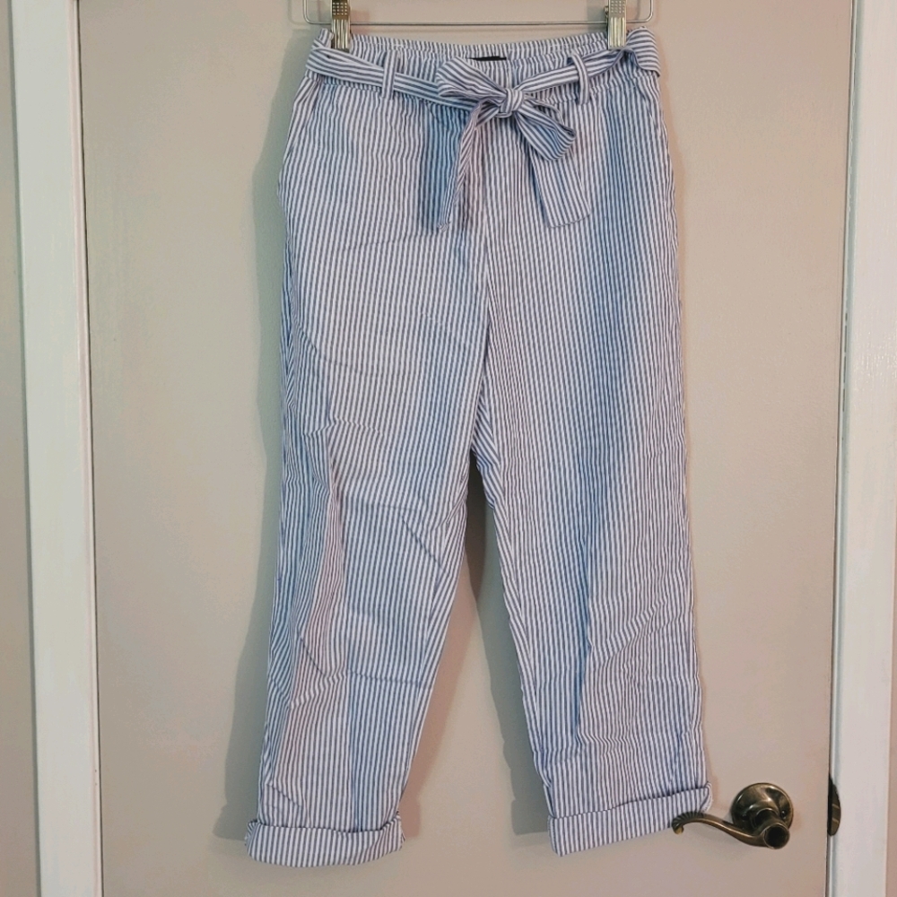 Light Pinstripe Paper Bag Pants from Zara